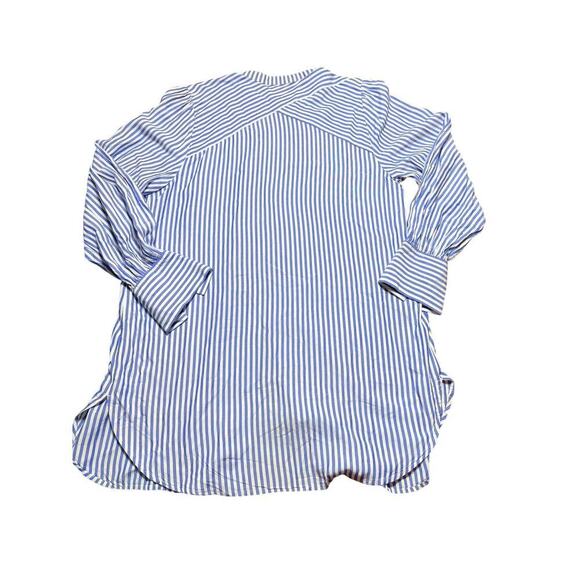 Loft Blue Striped Viscose Tunic Blouse – Size L Preppy Coastal Style - Picture 4 of 5